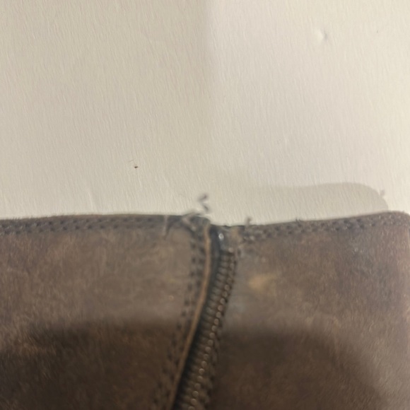 Franco Sarto Marlene leather upperBrown Ankle Boots thick heel zipper sides 7.5 - Picture 11 of 11